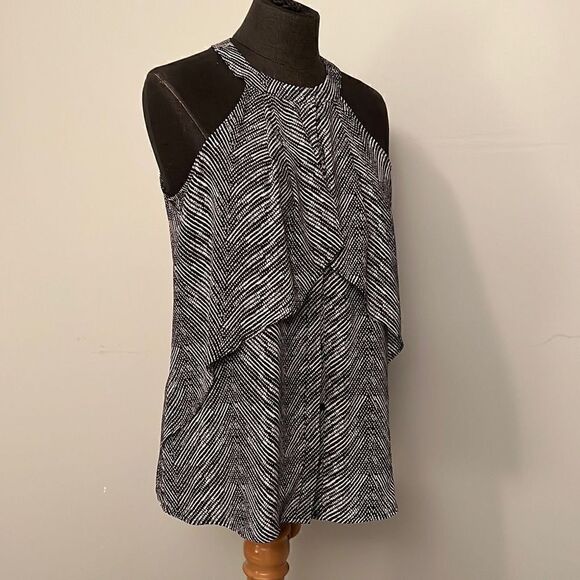 Worthington Women's Black Halter Neck Hidden Button Layered Blouse Size Small - Picture 1 of 10